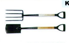 Shovel and fork with handle